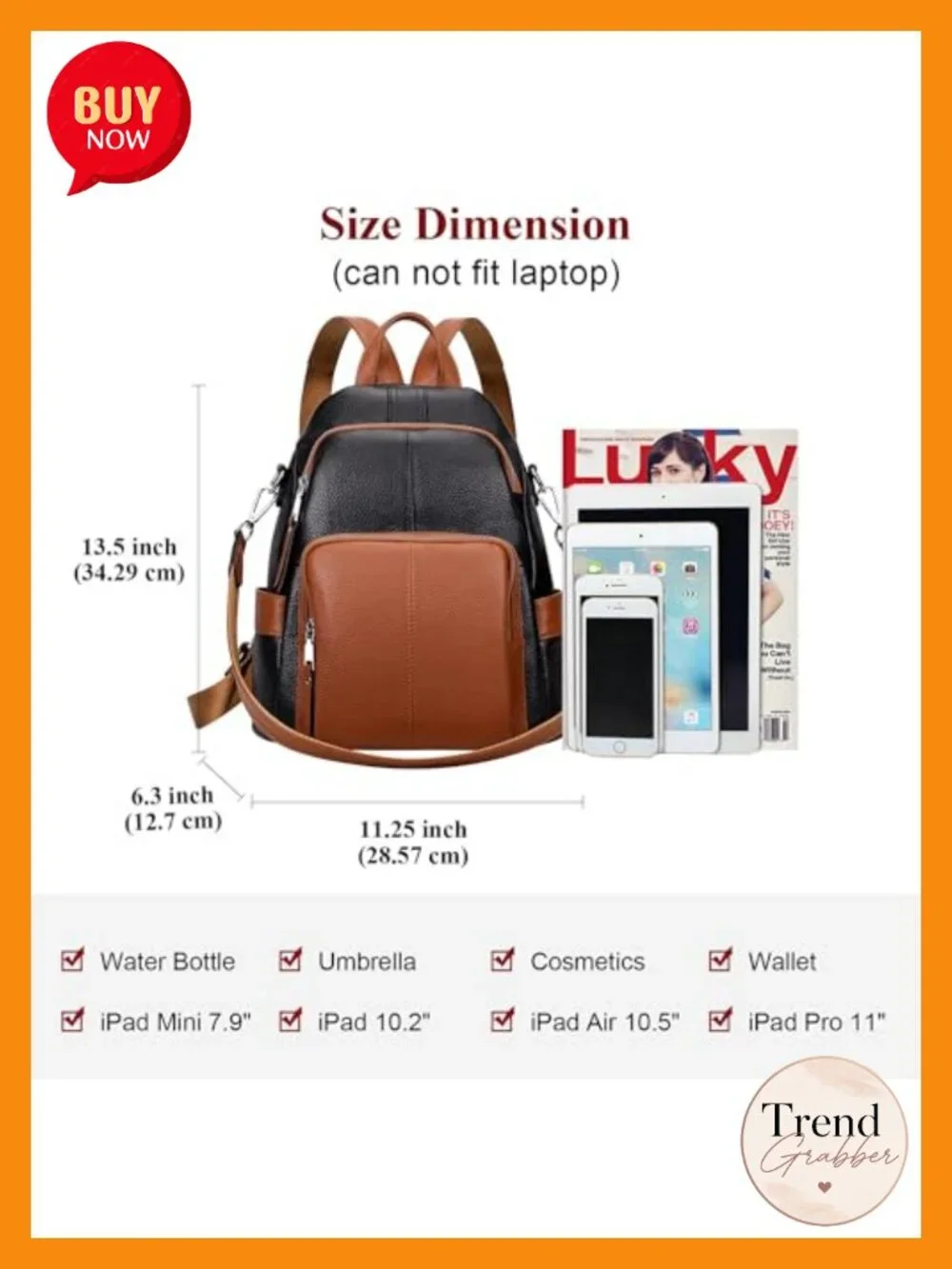 Genuine Leather Convertible Backpack for Women Anti-Theft Travel Purse